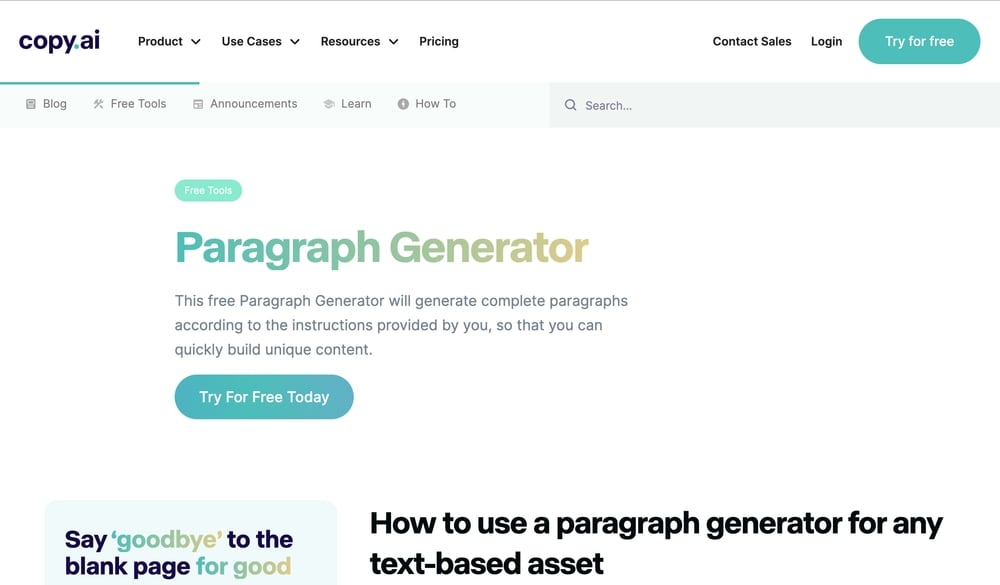 Best AI Paragraph Generator Tools - Copy AI