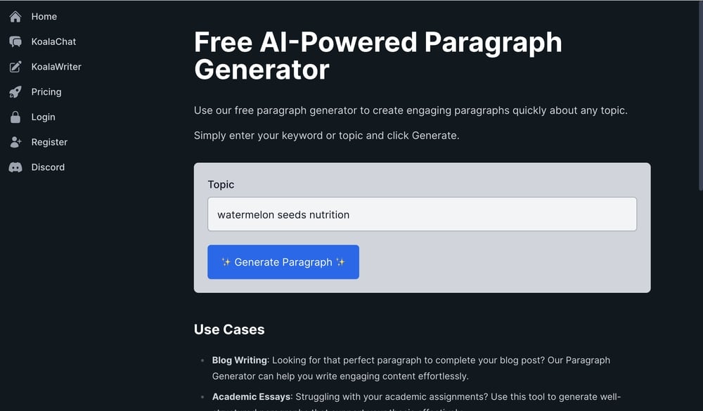 Best AI Paragraph Generator Tools - Koala sh AI
