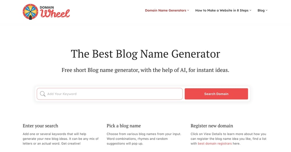 Best Free Blog Name Generators - Domain Wheel