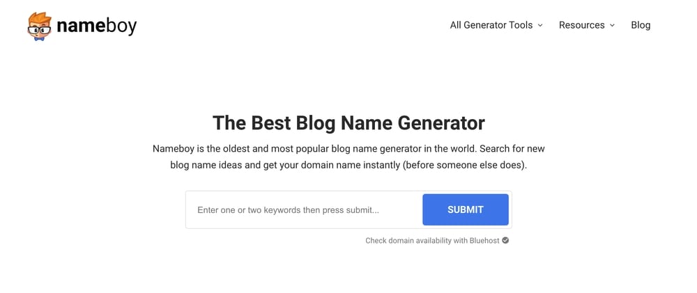Best Free Blog Name Generators - Nameboy